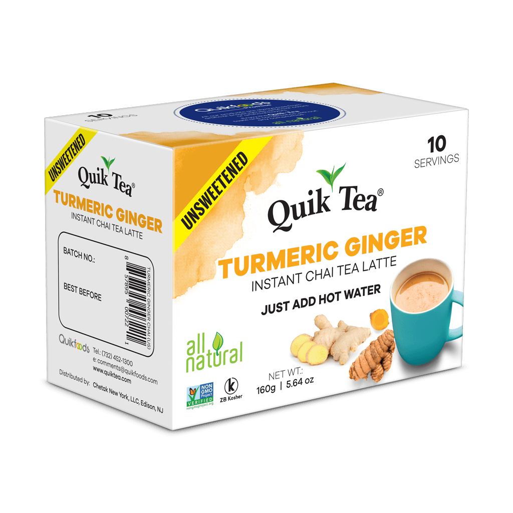 Turmeric Ginger Chai Unsweetened - 10 Pouches - Quik Tea
