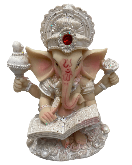 Decorated White Ganesha - 4 Inch