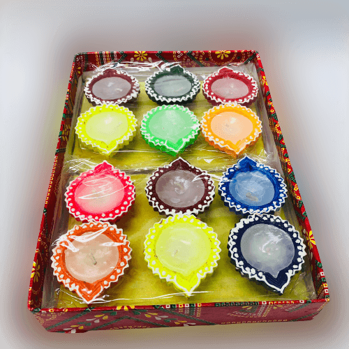 Diya w/ wax Colorful - 12pcs