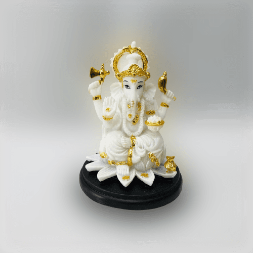 Golden White Ganesh - Approx. 4 Inch