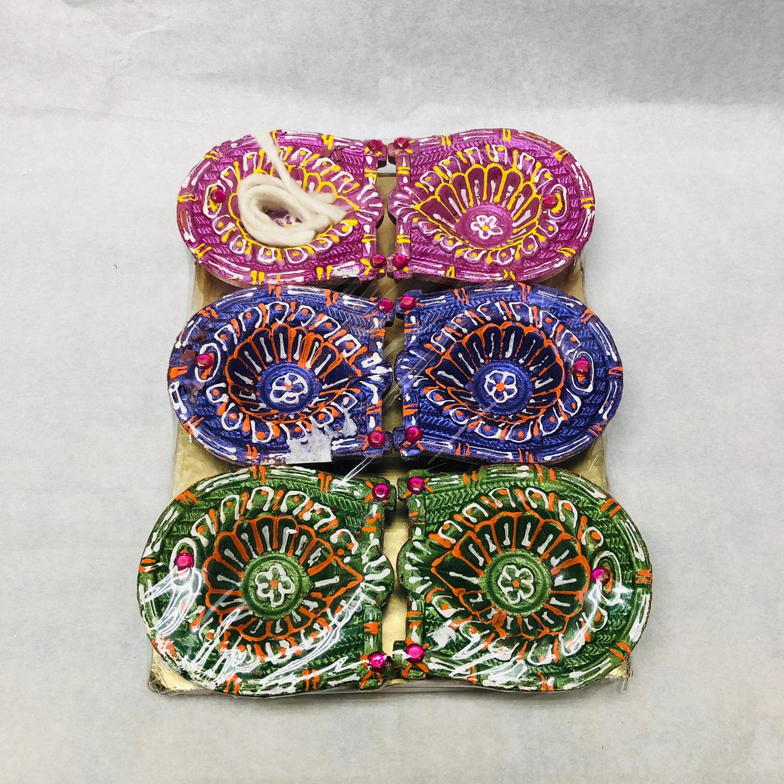 Diya w/ Wick 3 Colors (PD15) - 6pcs