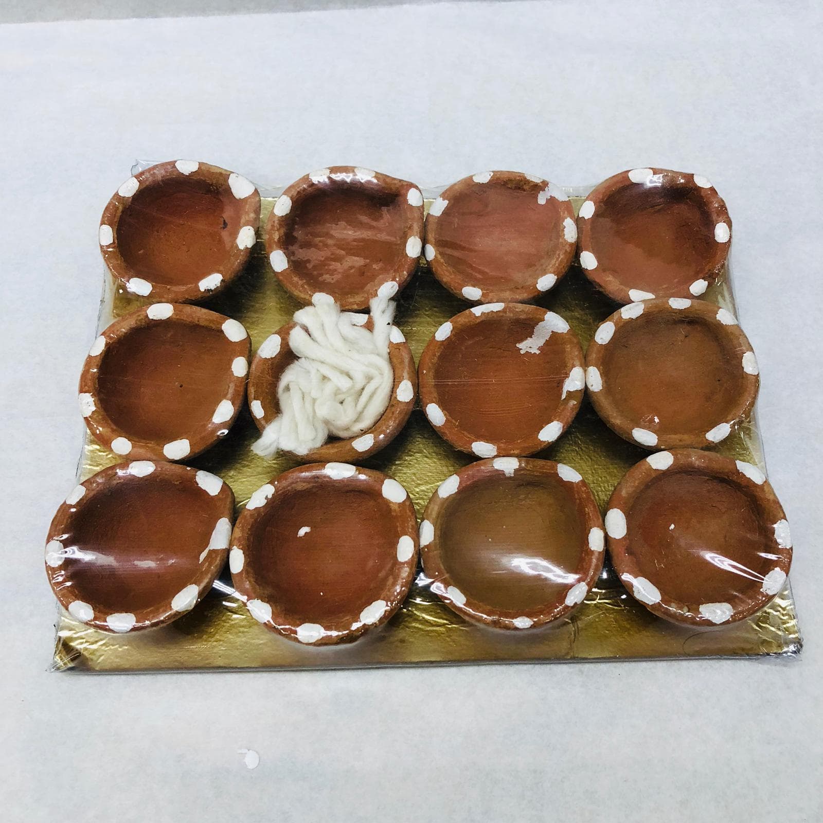 Diya w/ Dots w/ Wick (PD 6) - 12 Pcs