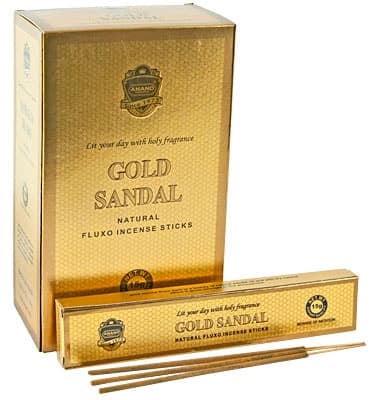 Gold Sandal Incense Stick Box - 12 Pkts × 10 Sticks - Anand