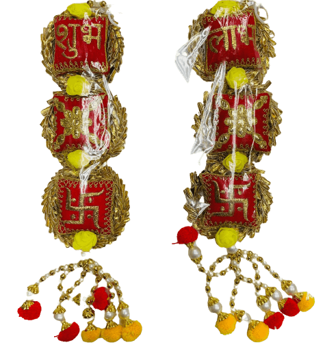 Hanging Diwali Decoration (Red and Gold) - 2 pc Set