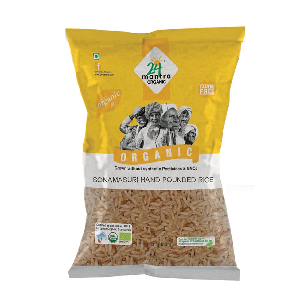 Organic Sonamasuri Hand Pounded Rice - 10 lb - 24 Mantra