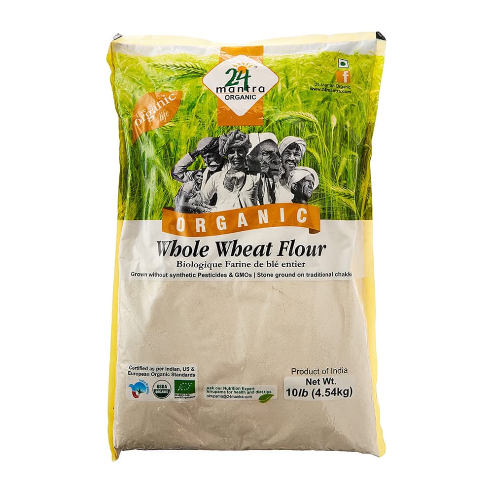 Organic Whole Wheat Atta - 10 lb - 24 Mantra