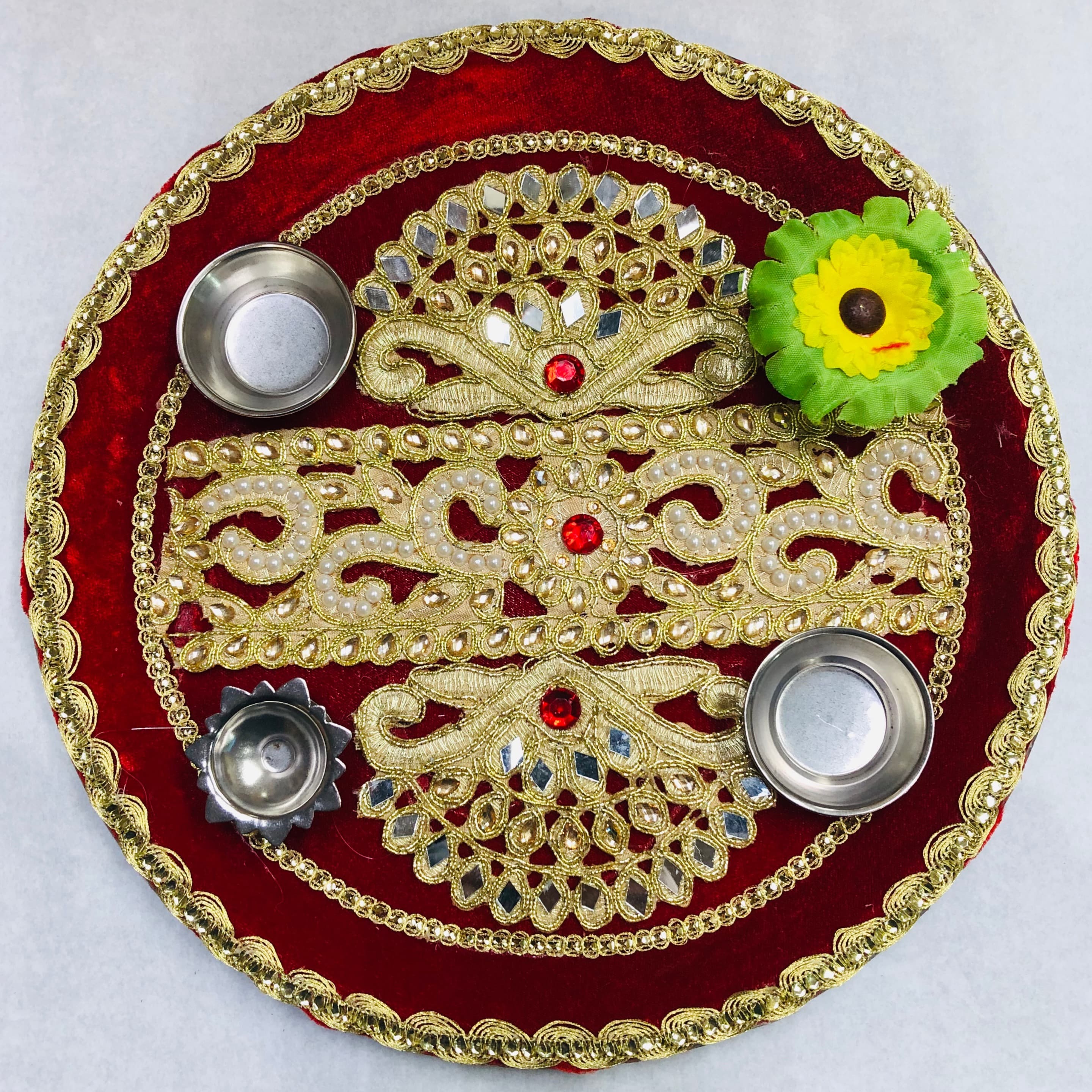 Fancy Velvet Pooja Thali No 2