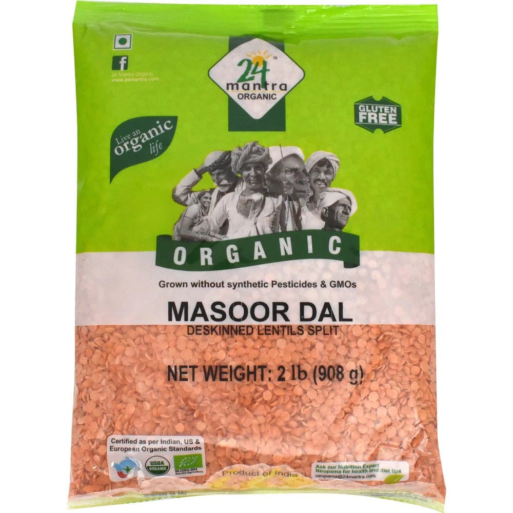 Organic Masoor Dal - 2 lb - 24 Mantra