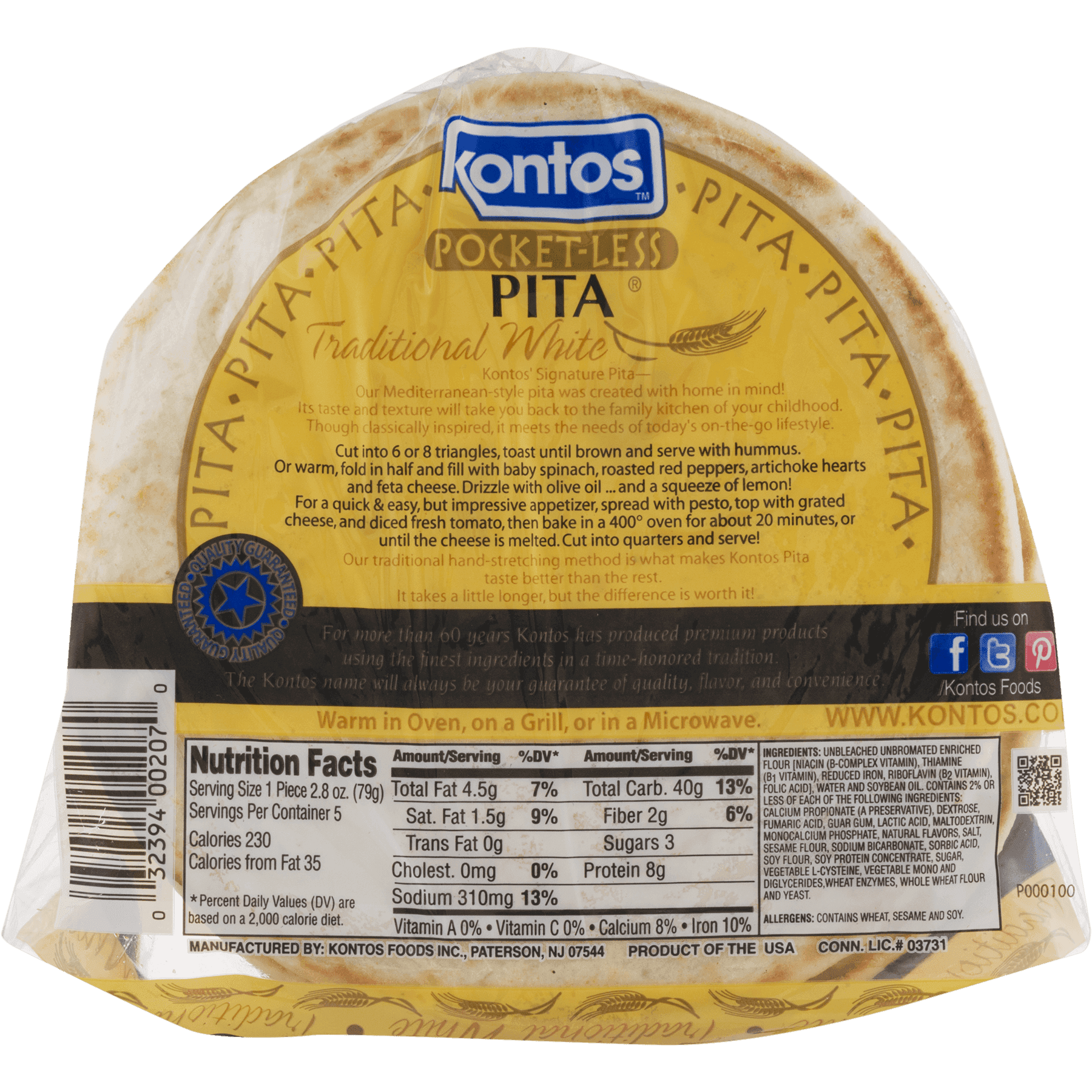 Pocketless Pita - 10 pcs - Kontos