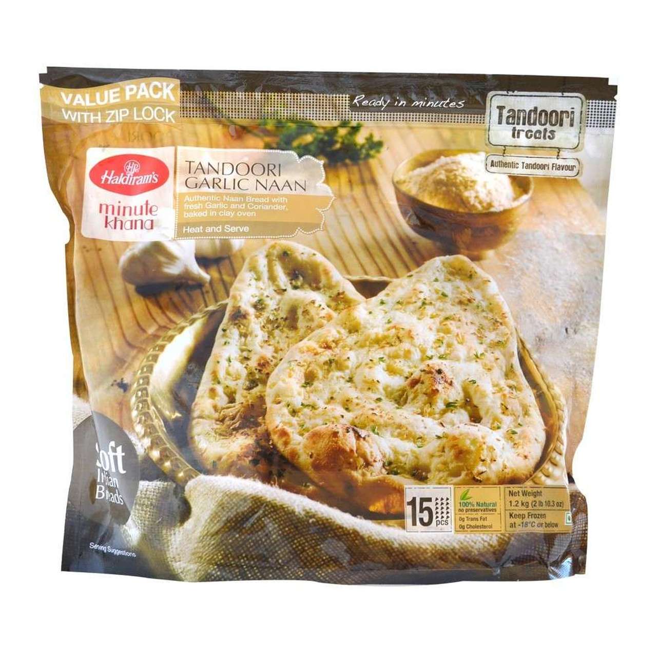 Tandoori Garlic Naan Value Pack Frozen - 16 pcs - Haldiram's