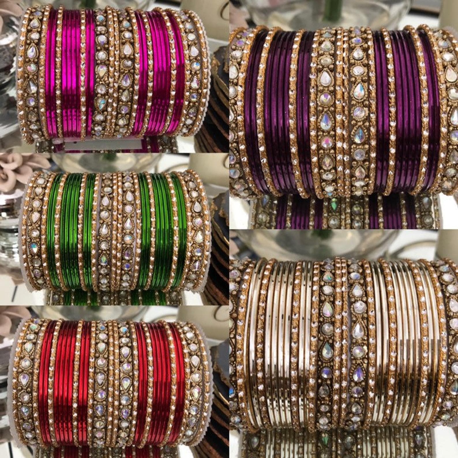 Fancy Metal Bangle Set - Adult