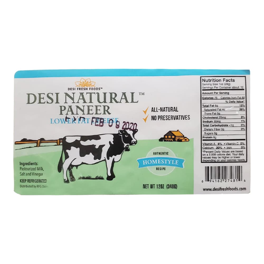 Low Fat Paneer - 12 oz - Desi Fresh